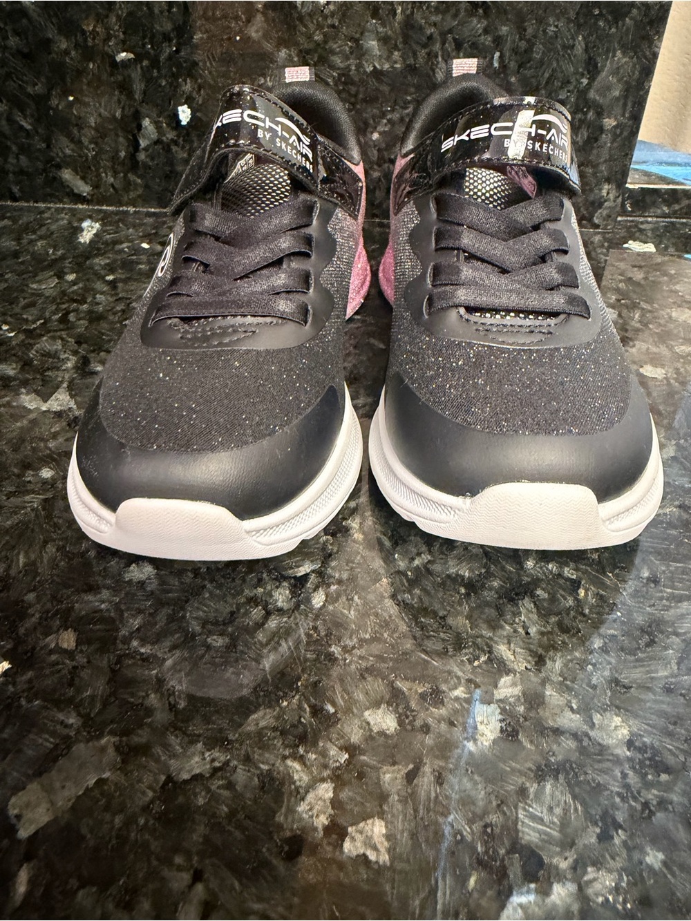 Skechers Kids Black and Pink Glitter Athletic Sneakers - Picture 4 of 8